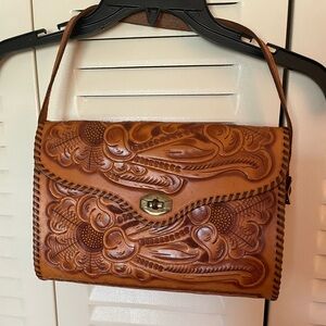 Vintage embossed leather bag